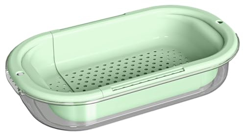 Colador sobre el fregadero, escurridor de cocina para alimentos, cesta que ahorra espacio para enjuagar bayas, lavar verduras, pasta, escurrir, secar platos, camping, apartamento