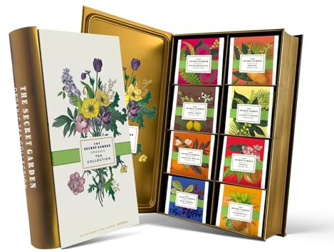Life Plus Style Gourmet The Secret Garden Organic Tea Gift Set 80 Tea Bags 8 Flavors Green & Black Assorted Pack Sampler Tea Set Collection with Mango & Fruit Infusions Premium Birthday Gift for Women