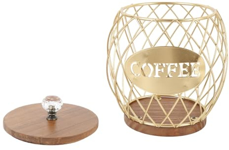 Wakects Porte-capsules de café, Support de Dosettes de café avec Couvercle de Base en Bois Moderne en Forme de Fruit pour la Maison, l'hôtel et le Magasin (GOLD)