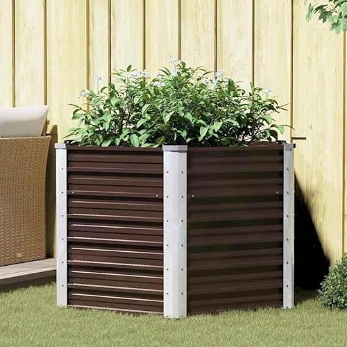 Trädgårdsbädd av galvaniserat stål 129 x 129 x 77 cm – hållbar och väderbeständig – perfekt för grönsaksodling och örtträdgård