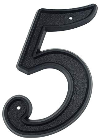 FDOSIJFOS Numero civico, 1 pz. 139 mm Grande Numero Civico 5, Pollici Nero Plastica ABS Numeri Porta Cassetta Postale Indirizzo Segnaletica Esterno #0-9(5)