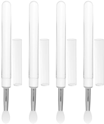 ARTIBETTER Brochas de Silicona para Labios 4 Piezas Tapa Transparente, Aplicadores para Bálsamo Labial y Sombra de Ojos, Pinceles Reutilizables para Maquillaje Diario y Viaje
