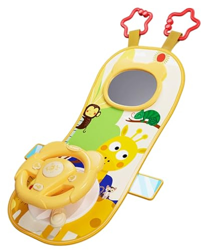 Nuiorfty Rear Facing Car Seat Toys 360° Rotation Baby Steering Wheel Toy with Mirror Music Lights and Driving Sounds 12 Months+ Kids Steering Wheel for Car Backseat