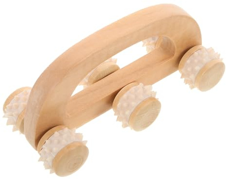 Rullo da Massaggio Manuale in Legno con Sei Rotelle per Mani | Compatto e Facile da Riporre, Portatile per Ufficio, Finitura Blu, Uso Quotidiano