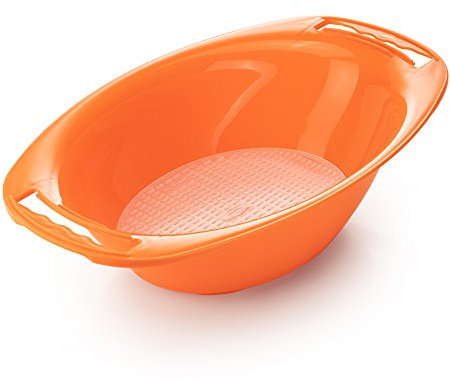 Börner Recipiente recolector con colador para Mandolinas Vital, V5 y V6 • Ensaladera para Cortador de Verdura • Bol para Cortadora de Verduras • Accesorios de Cocina • Color: Naranja