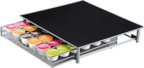 Garden Mile Coffee Pod Holder & Machine Stand - 36 Pod Drawer Coffee Station Organiser with Sturdy Steel Construction for Dolce Gusto Capsules - Space Saving Worktop Storage in Home or Office