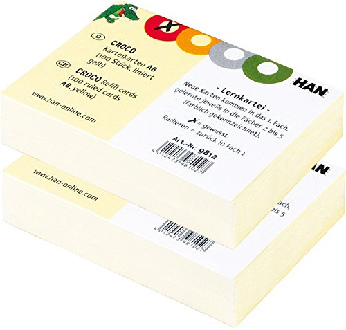 Karteikarten für CROCO DIN A7, gelb 200 Stück liniert, 190 g/m²
