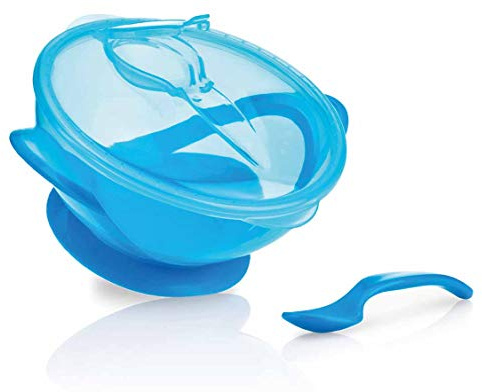 Nuby - Breischale mit Saugfuß und Löffel - Blau - 6+ Monate