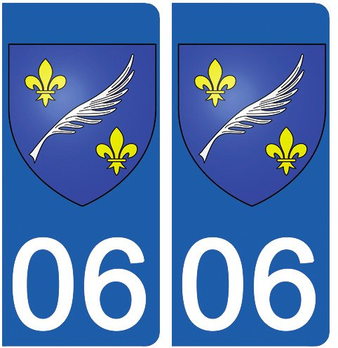 DECO-IDEES 2 Stickers pour Plaque d'immatriculation, 06 Cannes Alpes Maritime- Stickers Garanti 5 Ans