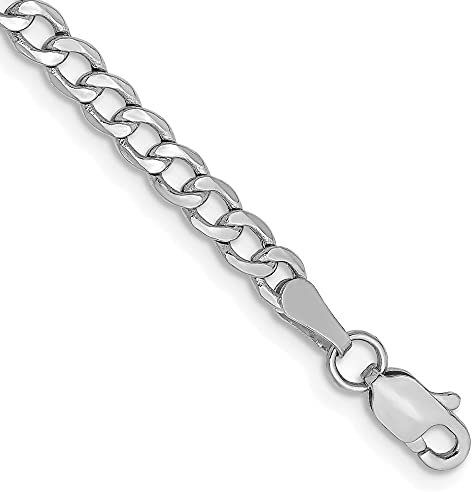 Diamond2Deal Panzerkette aus 14 Karat Weißgold, 3,35 mm, halbmassiv, 20,3 cm, für Damen und Herren, Weißgold