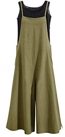 MINTLIMIT Women's Casual Jumpsuits Baggy Bib Pants Overalls Plus Size Wide Leg Rompers Loose Dungarees A#Green M