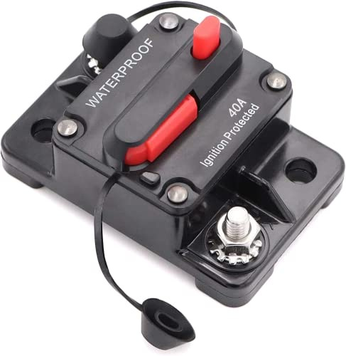 Schutzschalter 50-300A,DC12-48V Sicherungshalter Wasserdicht,Auto Leistungsschutzschalter mit Manueller Reset,Kfz Sicherung für Motor Auto Marine Boat Stereo Audio(40A)