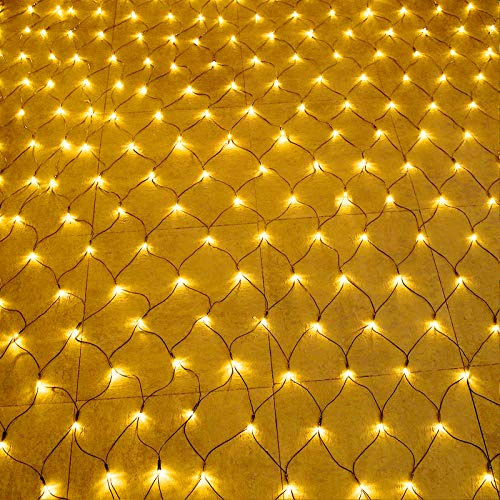 Aufun Guirlande Lumineuse Filet LED 3x2m 250LEDs Chaîne lumineuse Filet lumineux 8Modes Rideau lumineux avec fiche pour Halloween Noël Mariage Fête Intérieur et extérieur Décoration, Blanc chaud