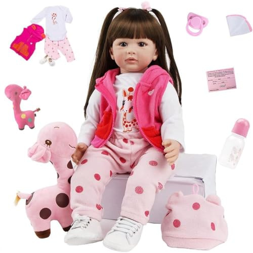 ZIYIUI Reborn Baby Lebensecht 22 Zoll 55 cm Reborn Baby Puppe Weiches Silikon & Baumwollkörper Realistische Neugeborene Puppe Mit Komplettem Zubehörset, Spielzeug Geschenk Für Mädchen Kinder
