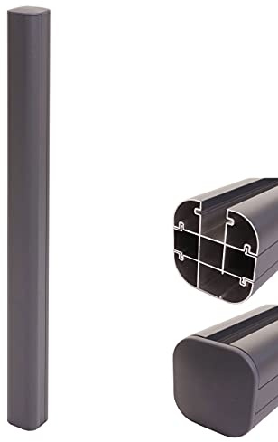 Mendler Alu-Pfosten Sarthe-WPC-Zaun - 98cm, grau | Pfeiler, Pfahl, Stecksystem