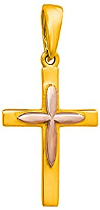 Kreuz Anhänger Gold Gelbgold Weißgold 333 8K Goldanhänger Kettenanhänger für Damen Mädchen Jungen Kinder