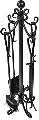 Set di attrezzi per camino Set 5. PCS. Strumenti di camino Set Ferro in ferro battuto Accessori Accessori Attrezzature Supporto con impugnature Strumenti per interni di accessori per camino in ferro b