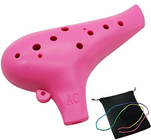Kunststoff Okarina Instrument 12 Loch Alt C Okarina 12 Loch Zelda Okarina Instrument Einfaches Instrument für Kinder Anfänger (Rosa)
