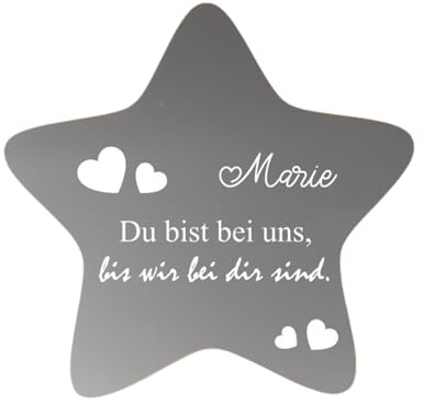 Grabdeko für Weihnachten | Erinnerung an EIN Sternenkind | Stern aus Hartplastik in grau oder weiß 17 x 17 cm | Grabschmuck Kindergrab/wetterfest
