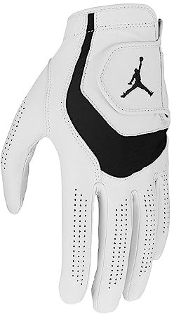 Nike Jordan Tour Golfhandschuh Herren – Premium Golf Glove Left Hand – Jordan Golfhandschuh mit starkem Grip – Komfort & Performance, White/White/Black/Black, S