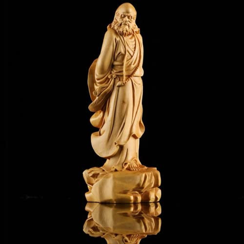 XIALON 13 cm de acantilado, ciprés, boj, madera maciza, maestro zen, dharma, hogar, sala de estar, artesanía tallada