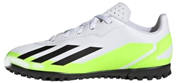 Adidas Unisex niños X Crazyfast.4 Turf Boots, Cloud White/Core Black/Lucid Lemon, 38 2/3 EU