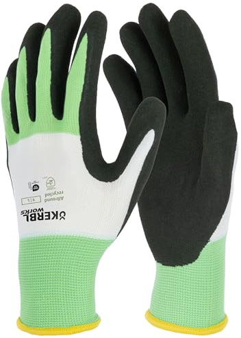Keron ThinkGreen Allround - Guantes de espuma de látex, talla 6/XS, color verde y blanco