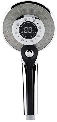 Acouto Led Shower Head, 3 Spraying Mode Digital Display Handheld Shower Head With 3-Color Temperature Control Led Light