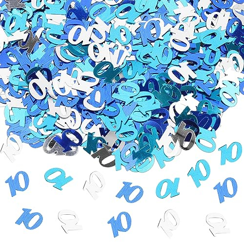 GoldRock Konfetti 10. Geburtstag Deko Blau, Tischdeko, Streudeko, Männer Frauen, 10er Confetti
