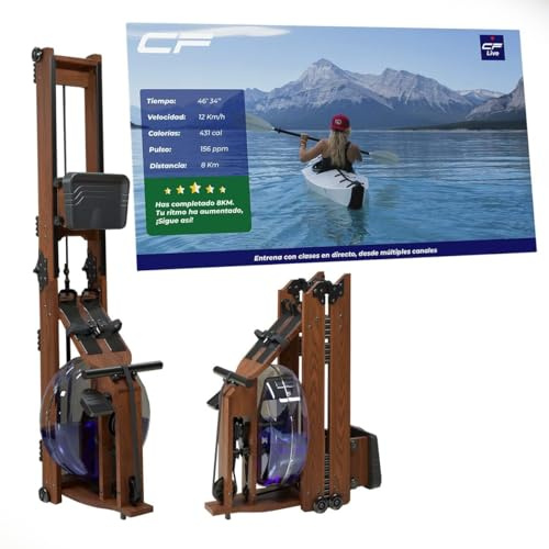 CF Rudergerät aus Holz, zusammenklappbar, für Erwachsene, Unisex, mit LCD-Display und Widerstandsstufen, 2130 x 520 x 560 mm