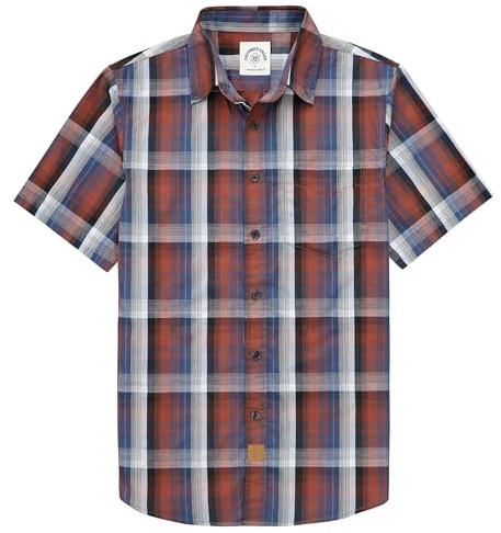 Dubinik® Chemise Homme Manches Courtes Carreaux De Travail Poche Casual Été Chemisette Homme Bouton Chemise Carreaux Homme