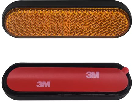 Aiyomi 2 Stück 100 x 24 x 8mm Gabel Reflektor Gelb Rechteckiger Reflektor Selbstklebend Seitliche Rückstrahler Orange Katzenauge für Motorrad Fahrrad Multifunktional Scooter E4 Abgerundet Ø-50mm