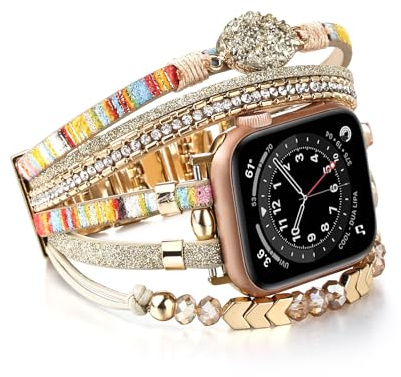 Wingoden Posh Leather Band Compatible with Apple Watch Band Bracelet 38mm 40mm 41mm 42mm 44mm 45mm 46mm 49mm for Women Men, Wrap Boho Watch Strap for iWatch Band Series 11 10 9 8 7 6 5 4 3 SE3 Ultra 3