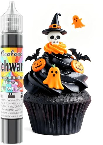 Lebensmittelfarbe - 30ml Hochkonzentriert Lebensmittelfarbe Flüssig, Lebensmittel Farbe für Kuchendekoration, Kunsthandwerk Einfärben, Airbrush, DIY Seifen (Schwarz)