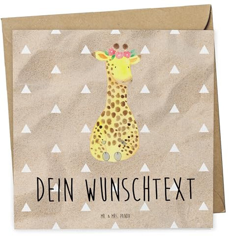 Mr. & Mrs. Panda Personalisierte Deluxe Karte Giraffe Blumenkranz - Geschenke, Abenteurer, Grußkarten Personalisiert, Grußkarte, Freundin, Selbst Gestalten, Geburtstagskarte, Glückwunschkarte, Afrika