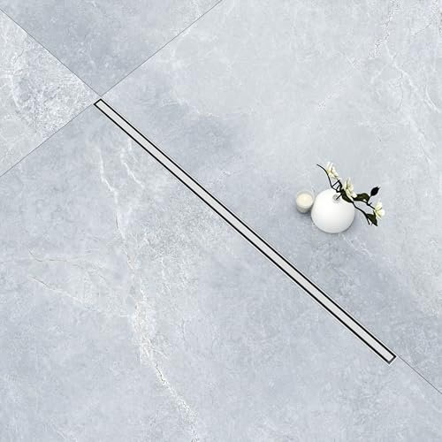 AICA Caniveau de douche en acier inoxydable avec base réglable à 360°, caniveau de douche à siphon avec désodorisant et filtre à cheveux, longueur 70 cm