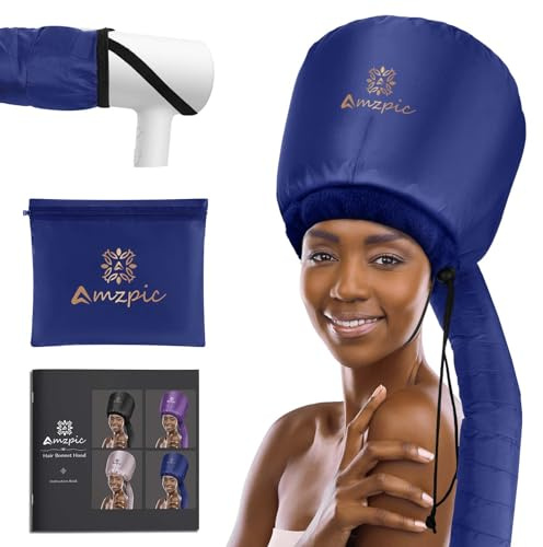 Bonnet Hood Hair Dryer Attachment - Headband Integrated Bonnet Hair Dryer for Speeds Up Drying Time at Home, Easy to Use for Styling, Curling and Deep Conditioning (Blue,Adjustable)