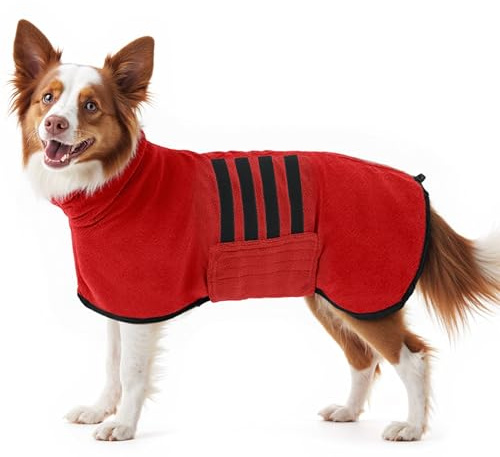 HezzLuv Accappatoio Cani in Microfibra, Super Assorbente, Rosso, XXL