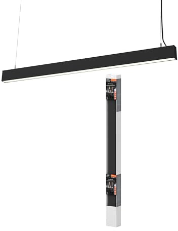 LEDVANCE Office Line Cuboid, quadratische abgependelte Bürodeckenleuchte, 42 W, 4400 lm, 4000 K, 840 kaltweiß, 3-stufig dimmbar, schwarzes Aluminium, IP20