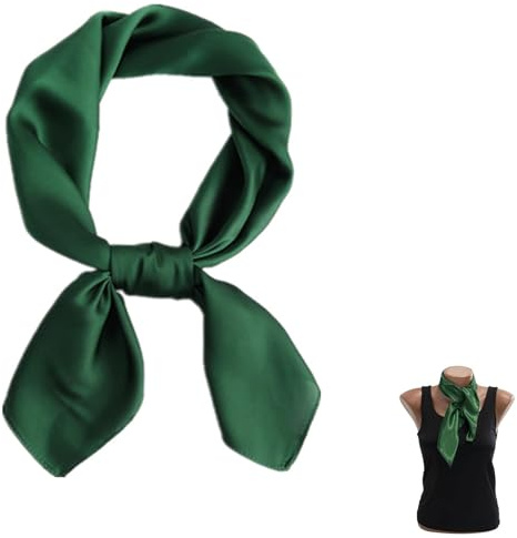 Rakiuty Pañuelos Seda Cuello Mujer Turbante,Panuelos para la Cabeza,Panuelo Turbante Cuadrado,Seda Bufanda Pañuelo Cuello,Handkerchief Cuellor,70x70cm Handkerchief Cuadrado Sedoso (Verde)