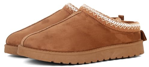 Nexsus Plus Ladies Casual Indoor&Outdoor Faux Suede Fur Lined Flatform Mule Slippers (Camel, UK Footwear Size System, Adult, Women, Numeric, Medium, 6)