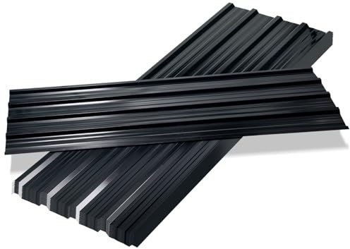 Vkechh Juego de 12 placas de techo de chapa de acero, 129 x 46 cm, 0,25 mm de grosor, chapa trapezoidal en antracita con protección contra la corrosión, ideal para techos y revestimientos de paredes,
