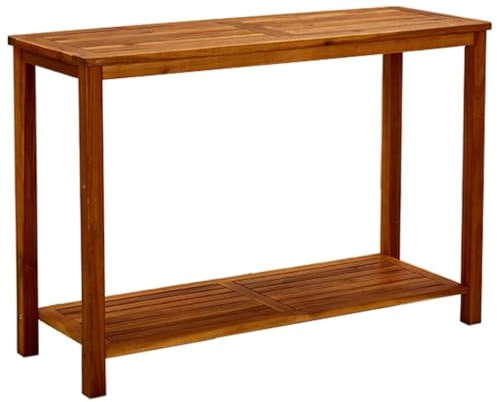 Myheimly Akazienholz Massiv Garten Konsolentisch Konsole Beistelltisch Sideboard Gartentisch Holztisch Terrassentisch Balkontisch 110 x 40 x 75 cm