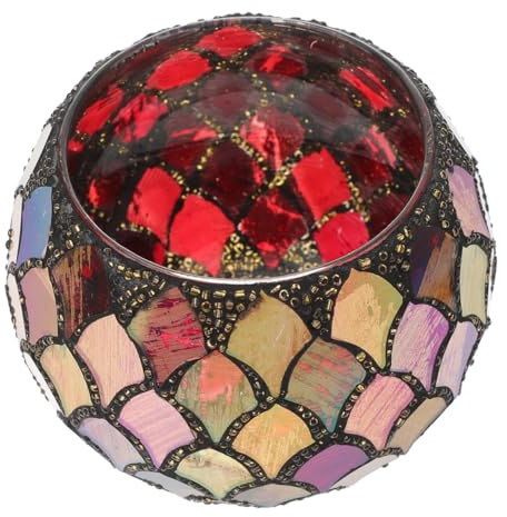 PRETYZOOM Mosaik-kerzenhalter Dekorationen Duft Gold Vase Essen Laterne Teelichthalter Aus Mosaik Perlmuttartig Blaugrüne Kerzenhalter Aufgehalten Kerzenlicht Lotus Glas Rot