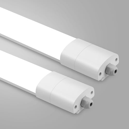 GOOSKI 2 Stücke LED Feuchtraumlampe 150CM, 45W 4950LM Feuchtraumleuchte LED Kellerlampe, Deckenleuchte Flach Wannenleuchte Wasserfest IP65