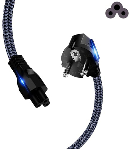 Goalfish Netzkabel 3 Polig 1m, Schutzkontakt Typ F 90°auf C5 Buchse,Grau