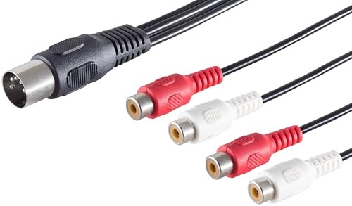 1aTTack.de 5x 0.2m 5-pin DIN plug to 4 RCA jacks audio adapter cable perfect for HiFi music systems studio equipment