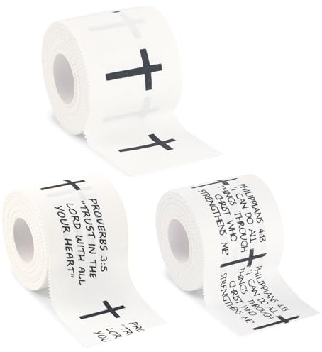 lasuroa 3pzs Cinta Muñeca Cristiana, 5cm x 7m Cinta Deportiva Cruz para Béisbol Fútbol Gimnasia Inspirada en Biblia Vendaje Muñeca Atlético para Atletas Religioso Soporte & Durabilidad (3 Estilos)