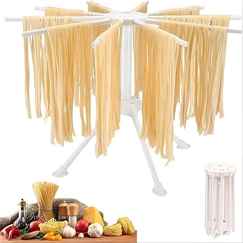 Faltbarer Nudeltrockner Pastatrockner mit 10 ausziehbaren Sprossen für bis zu 2kg Nudeln Handtücher Haushalt Restaurant Küchenhelfer Nudelständer Spaghettitrockner zum Aufhängen Trocknen von Teigwaren