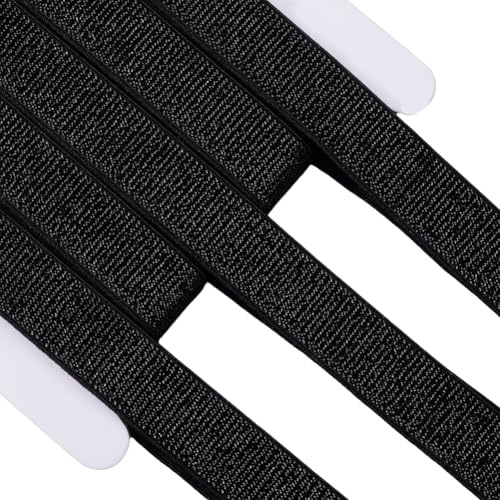 GORGECRAFT Bande Élastique Noire Pailletée 11mX20mm Ruban Plat Extensible Scintillant Sangle Élastique Tissée en Polyester pour Bricolage Couture Artisanat Bandeau Pantalon Ceinture Vêtements